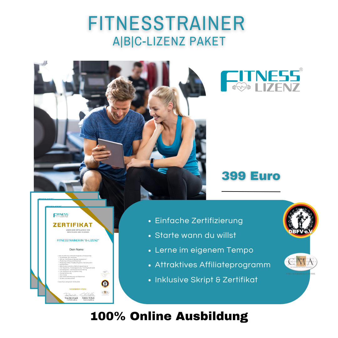 Fitnesstrainer A-Lizenz | B-Lizenz | C-Lizenz Komplettpakett
